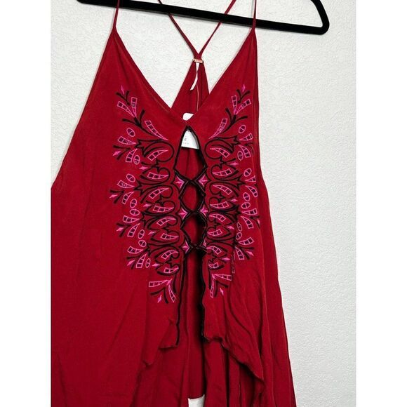 NWT! Free People Boho Red La Luna Cut Out Top Size Medium - Picture 4 of 7